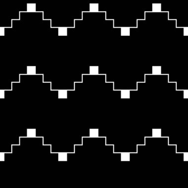 Zigzag çizgileri süslemesi. Kusursuz desen. Tırtıklı şeritler motifi. Dalgalar süslenir. Görüntü eğrisi. Dalgalı figürler. Dijital kağıt, tekstil baskısı, web tasarımı, soyut illüstrasyon. Vektör çizimi.