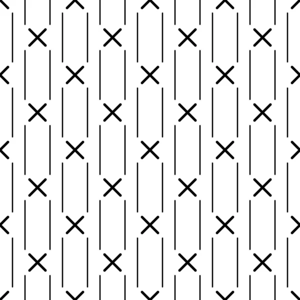 Лінії Хрести Безшовні Смужки Символи Друкуються Етнічна Ілюстрація Лінійний Фон — стоковий вектор
