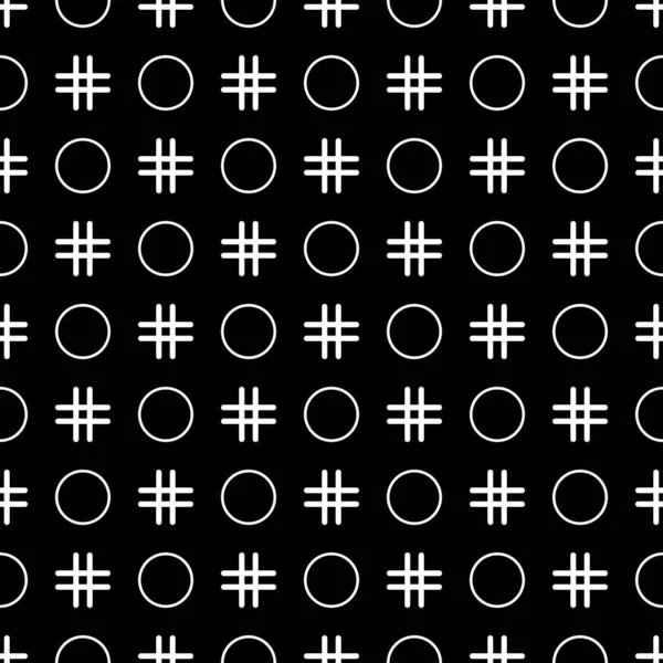 Círculos Cruces Patrón Figuras Círculo Hashtags Ornamento Sin Costuras Anillos — Vector de stock