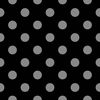 Çemberler kusursuz desen. Nokta izi. Polka nokta süsü. Dairesel şekiller duvar kağıdı. Yuvarlak arka plan. Noktalı motif. Dijital kağıt, tekstil resmi, web tasarımı, soyut fon. Vektör illüstrasyonu.
