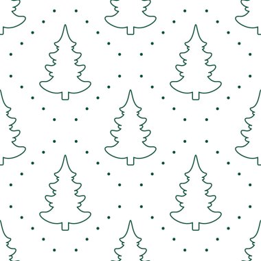 Kusursuz vektör. Firavun ağacı arka planı. Yeni yıl motifi. Noel ağacı süsü. Tatil duvar kâğıdı. Kışlık çam ağaçları. Xmas illüstrasyonu. Çam desenli. Çiçek arkaplanı. Tekstil baskı tasarımı.