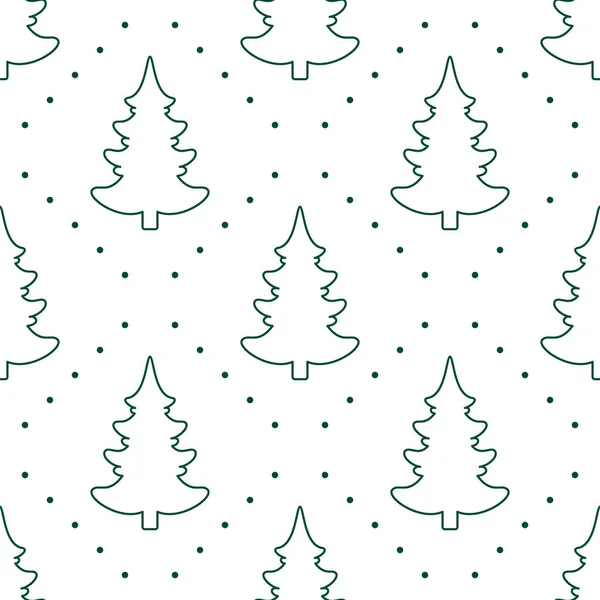 Seamless Vector Fir Tree Background New Year Motif Christmas Tree — Stock Vector