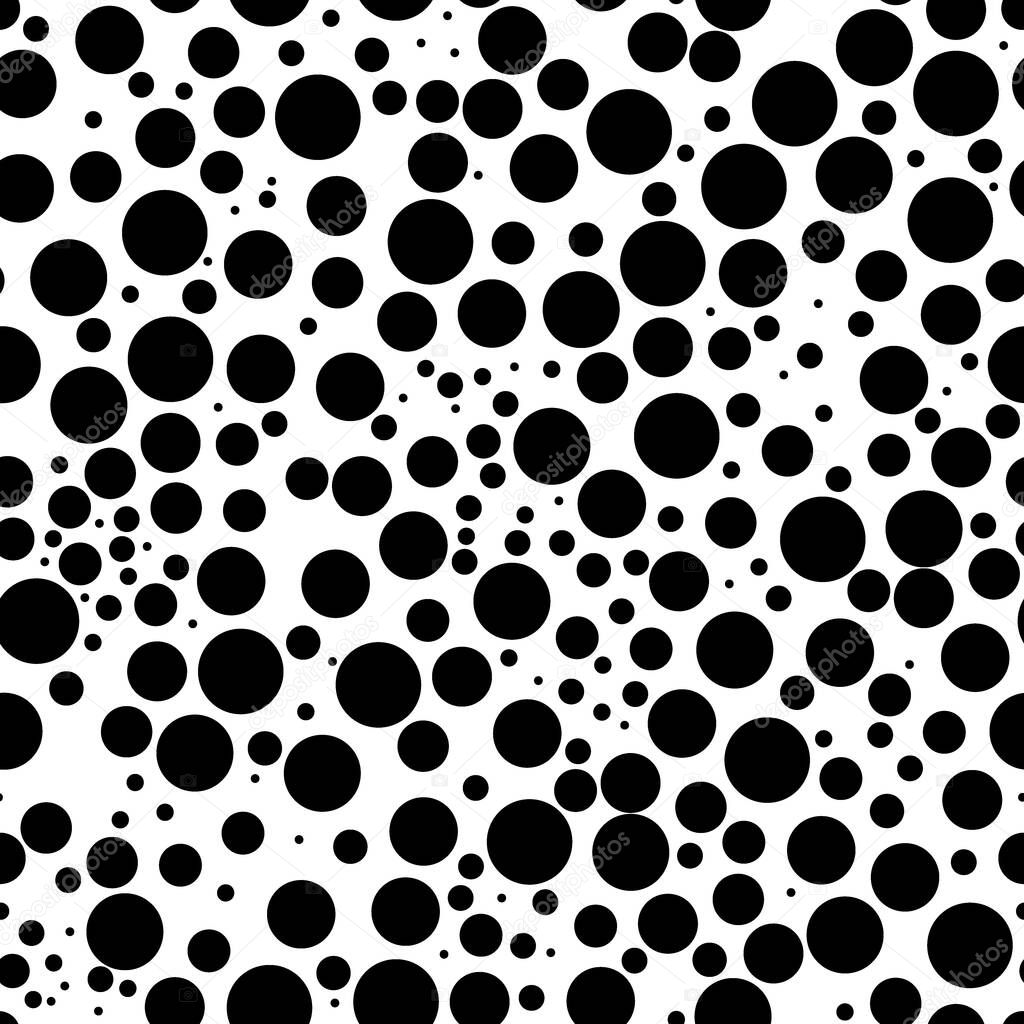 Circles, dots seamless pattern. Dot, circle shapes motif. Circular figures backdrop. Rounds background. Geometric wallpaper. Vector illustration. Digital paper, textile print, abstract ornament.