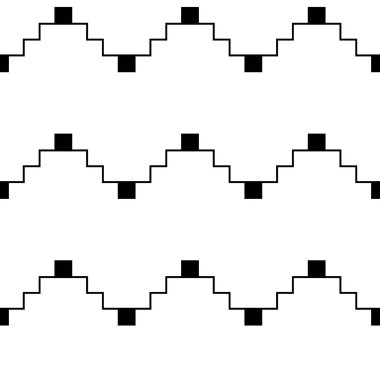 Zigzag çizgileri süslemesi. Kusursuz desen. Tırtıklı şeritler motifi. Dalgalar süslenir. Görüntü eğrisi. Dalgalı figürler. Dijital kağıt, tekstil baskısı, web tasarımı, soyut illüstrasyon. Vektör çizimi.