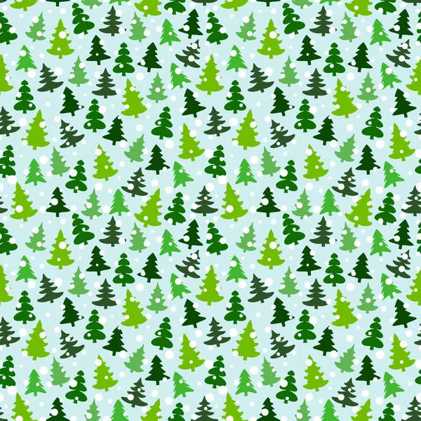 Seamless Pattern Green Silhouettes Fir Trees Pines Winter Forest Background — Stock Vector