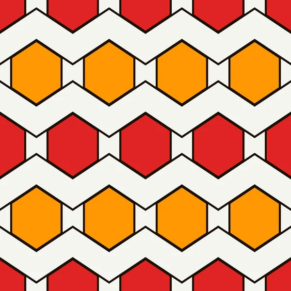 Zigzag Seamless Pattern Hexagon Mosaic Tiles Ornament Ethnic Surface Print — Stock Vector