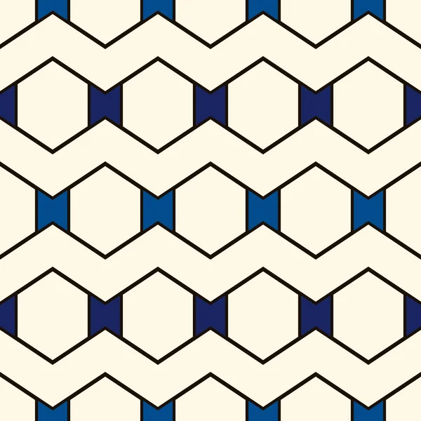 Zigzag Seamless Pattern Hexagon Mosaic Tiles Ornament Ethnic Surface Print — Stock Vector