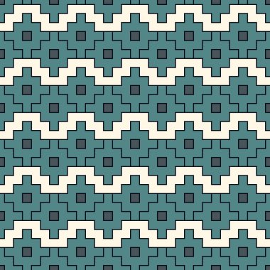 Chakana İnka kusursuz desen çizer. Etnik nakış stili yüzey izi. Antik Amerikan yerlilerinin mozaik geçmişi. Süslü duvar kâğıdı. Geometrik süs. Coğrafi vektör soyut çizimi