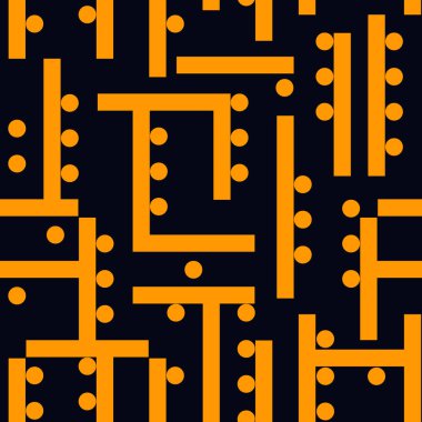 Geometrik dikişsiz desen. Modern labirent baskısı. Aymmetrik labirent süsü. Tekrarlanan satırlar, noktalar Bauhaus tarzı arka plan. Çağdaş asgari jeo duvar kağıdı. Soyut vektör tasarımı