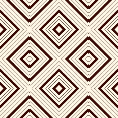 Geometrik şekilli hatsız desen. Tekrarlanan kareler ve eşkenar dörtgenler soyut arkaplan süslemeleri. Etnik süsleme motifi. Dijital kağıt, tekstil baskısı, sayfa doldurma. Vektör sanatı