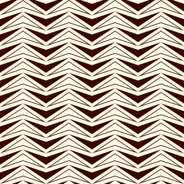 Özet olarak zigzag soyut arkaplanı. Kırmızı renkler, tekrarlanan üçgen mozaiğiyle kusursuz desen oluşturuyor. Modern stil dokusu. Dijital kağıt, tekstil baskısı, sayfa doldurma. Vektör illüstrasyonu