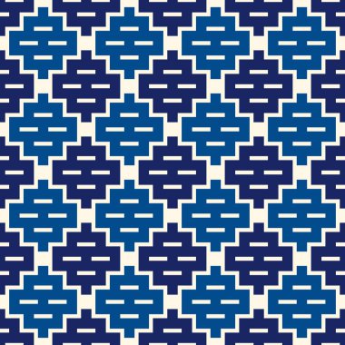 Geometrik dikişsiz desen. Retro motif coğrafi iz. Tekrarlanan kavisler, parantez mozaik arka plan. Basit simetrik süslemeli duvar kağıdı. Vektör sanatsal soyut süs