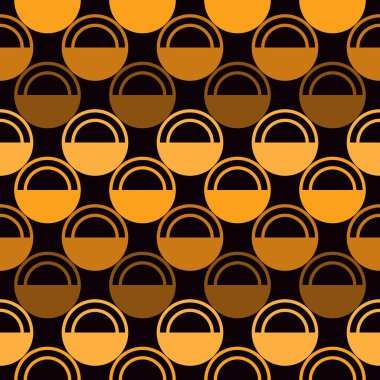 Polka nokta süsü. Tekrarlanan kusursuz daireler. Modern stil geometrik arka plan. Coğrafi motif yüzey izi. Kalın moda tasarımı modern soyut duvar kağıdı. Vektör illüstrasyonu