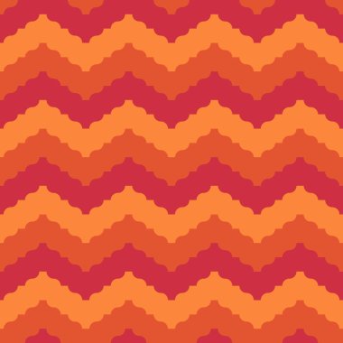 Kusursuz desen. Tekrarlanan zikzak çizgileri. Etnik süs. Tırtıklı çizgiler. Dalgalar süslenir. Görüntü eğrisi. Dalgalı figürler. Mozaik motifi. Etnik gazete. Kabile baskısı, geometrik tasarım. Vektör.