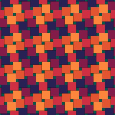 Kusursuz desen. Pisagor fayansı. Kare tessellasyonu. Tekrarlanan renk kontrolü süsü. Kare, arka planı kontrol et. Mozaik motifi. Zemin duvar kâğıdı. Dijital kağıt, tekstil baskısı. Vektör