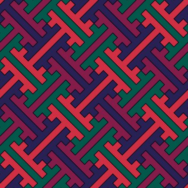 Kusursuz desen. Çin Sayagata arka planı. Tekrarlanan iç içe geçmiş şekil vektörü. Çin süsü. Geleneksel karo resmi. Dijital kağıt. Eski etnik mozaik motifi. Etnik süsleme. Tekstil baskısı.