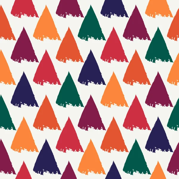 三角形のモチーフ最小幾何学的プリント ブラシのシームレスなパターンをペイント フリーハンドのグランジデザインの背景 トレンディな手描きの現代的なシンプルな地理の装飾 手描き抽象ベクトル壁紙 — ストックベクタ