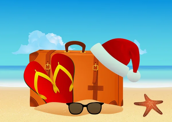 Natale spiaggia sfondo — Vettoriale Stock