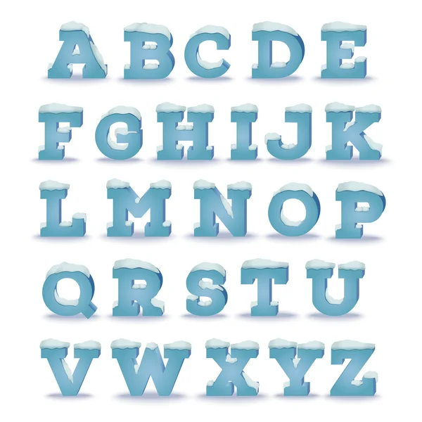 Alphabet hiver avec effet bonnet de neige — Image vectorielle