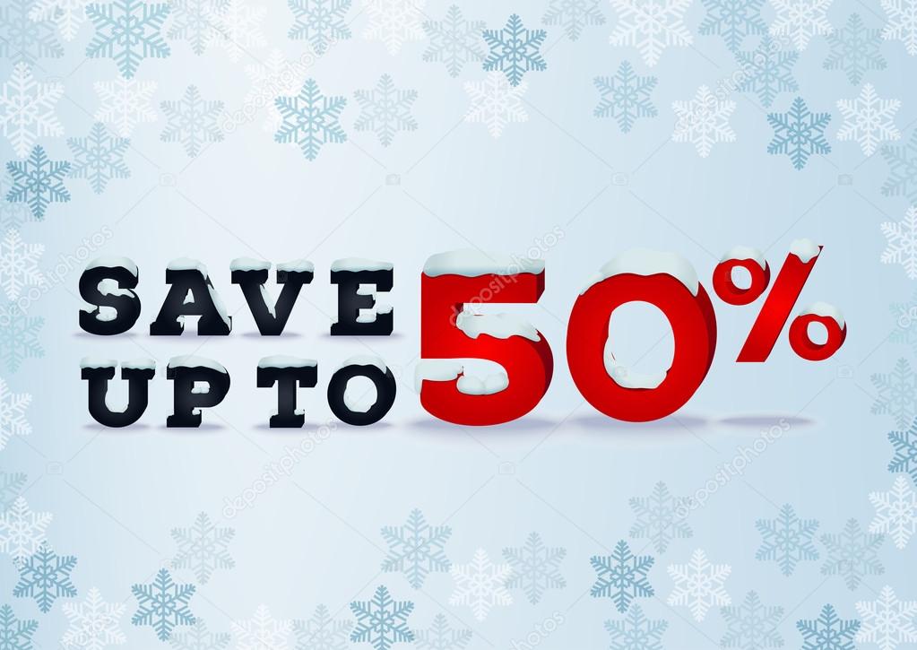 Save up to fifty percent inscription