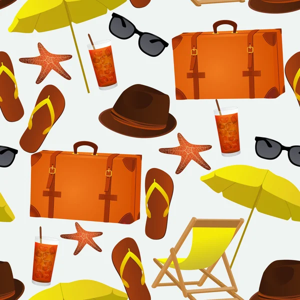 Seamless pattern with male beach accessories — Stock Vector