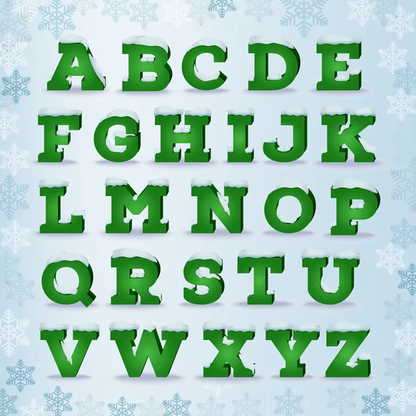 Weihnachtsgrünes Alphabet — Stockvektor