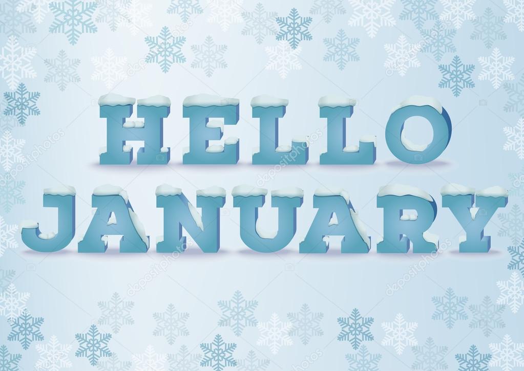 Hello January inscription