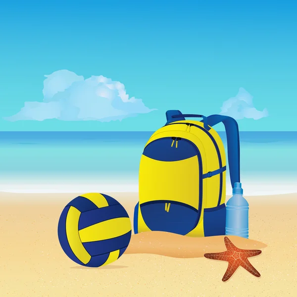 Волейбольное снаряжение на пляже — стоковый вектор