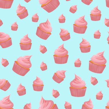 Seamless pattern with cupcake