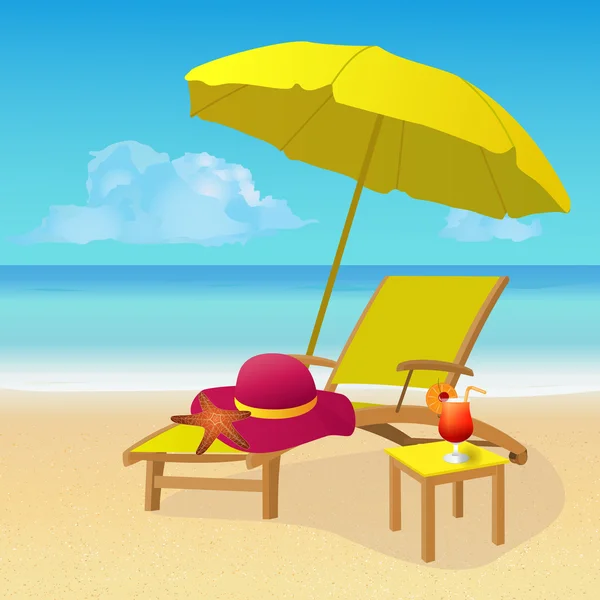 Rest on tropical sandy beach — Stock Vector