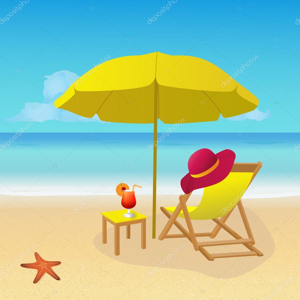 Sonnenschirm an Strandbad mit starkem Seegang - ein lizenzfreies