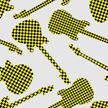 Seamless pattern with yellow taxi cell finish guitar