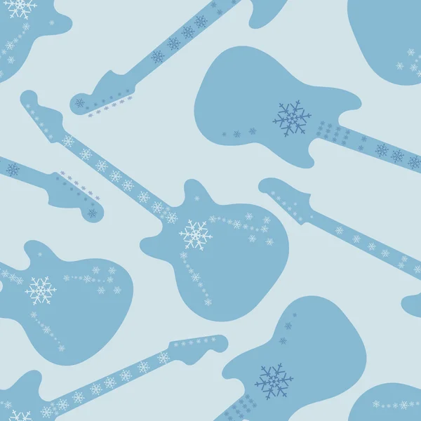 Vinter seamless mönster med blå gitarrer — Stock vektor