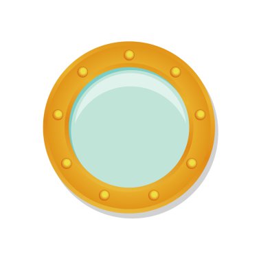 Ship porthole in cartoon style isolated on white background.