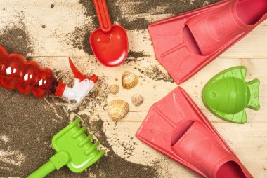 Summer, plaj nesne üzerinde doğal ahşap