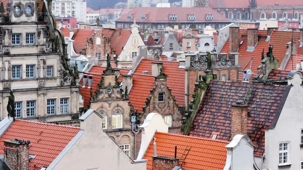 Vecchi tetti centro di Danzica — Foto Stock