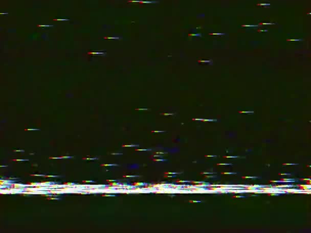 VHS echte defecten lawaai en artefacten, glitches van een oude tape, zwart scherm — Stockvideo