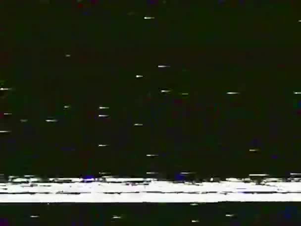 VHS real defects noise and artifacts, glitches from an old tape, black screen — Stock Video