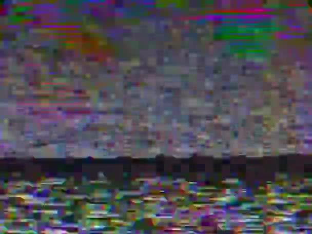 VHS gerçek arızalar gürültü ve objeler, eski bir kasetin arızaları, siyah ekran — Stok video