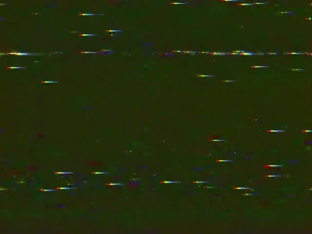 VHS echte defecten lawaai en artefacten, glitches van een oude tape, zwart scherm — Stockvideo