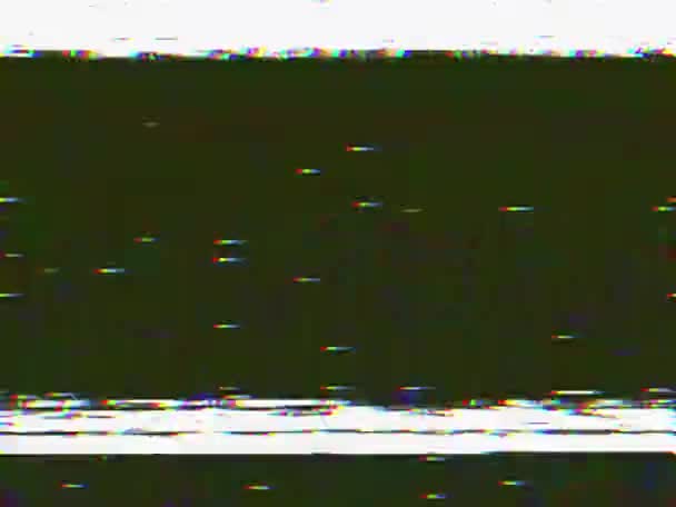 VHS defeitos reais ruído e artefatos, falhas de uma fita velha, tela preta — Vídeo de Stock