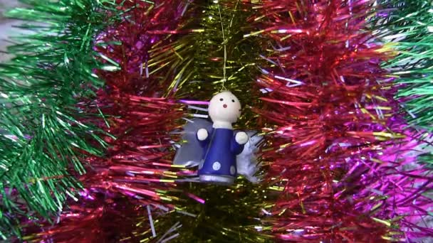 Kerstversiering - Kerstmis engel houten — Stockvideo