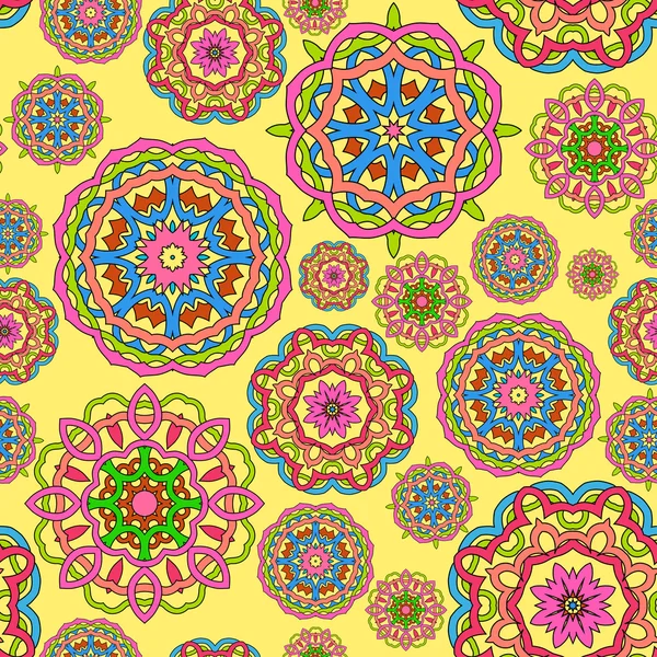 Sem costura padrão feito de mandalas círculo abstrato — Vetor de Stock