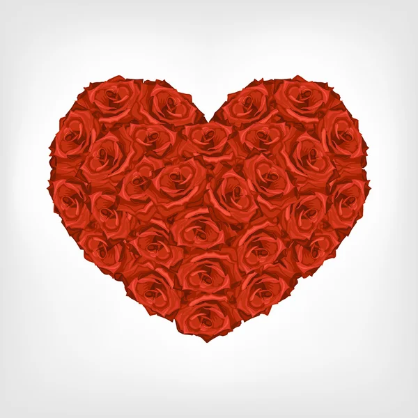 Vektor srdce z červených růží — Stockový vektor