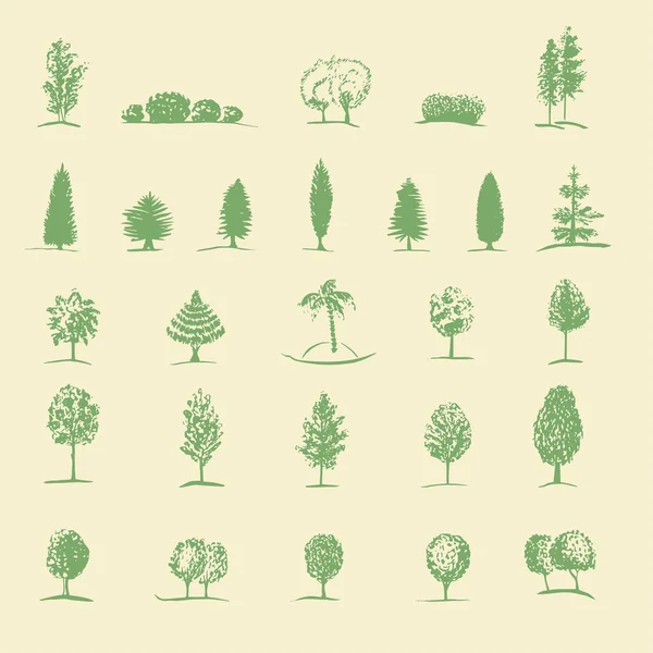 Dibujados a mano dibujo árboles — Vector de stock