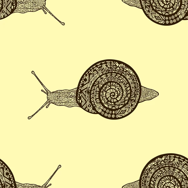 Seamless pattern from snails in boho style - Stok Vektor