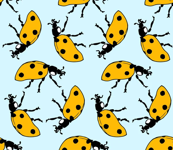 Seamless pattern made from ladybugs — Stock Vector