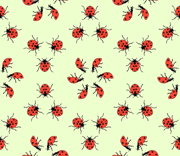 Seamless pattern made from ladybugs — Stock Vector