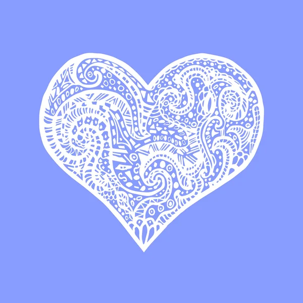 Vektor-Illustration von weißen Handzeichnung Herz. — Stockvektor