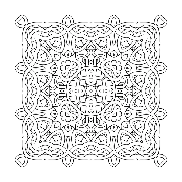 Vector ornement du livre à colorier. Mandala carré — Image vectorielle